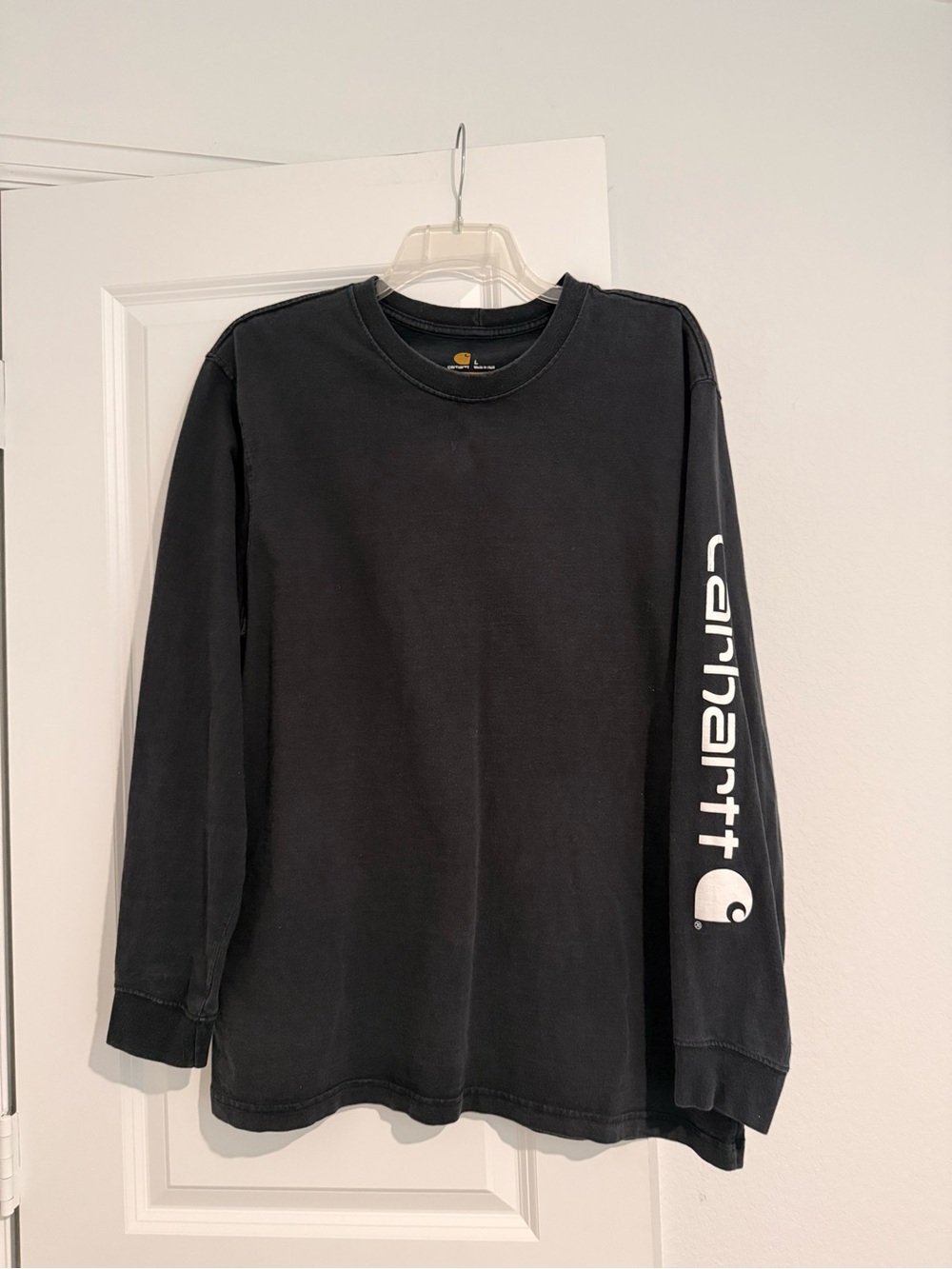 Carhartt Black Long-Sleeve Tee with White Sleeve Logo